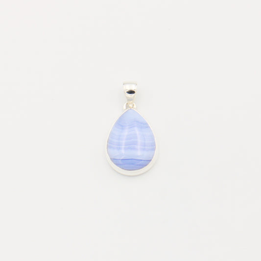 Blue Lace Agate Large Pear Sterling Pendant
