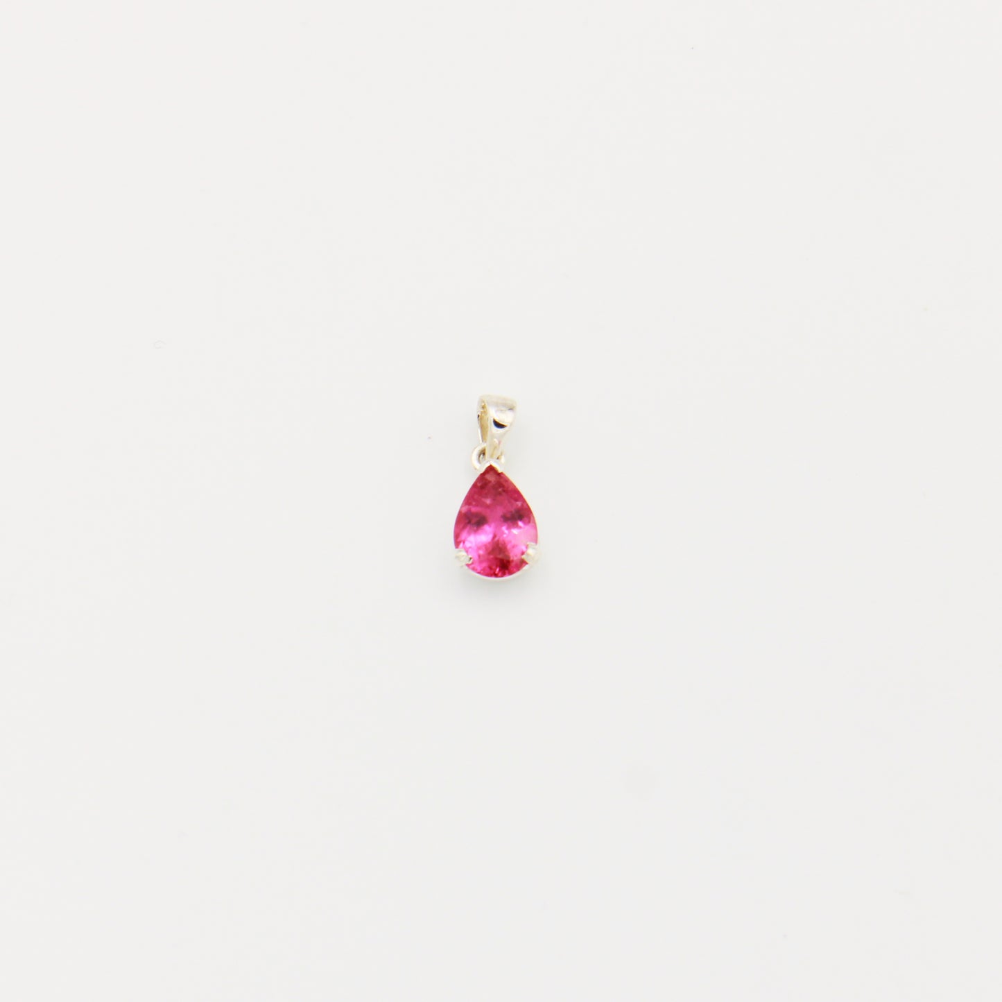 Pink Tourmaline Teardrop Faceted Sterling Pendant
