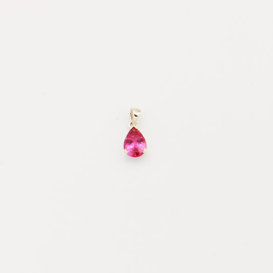 Pink Tourmaline Teardrop Faceted Sterling Pendant