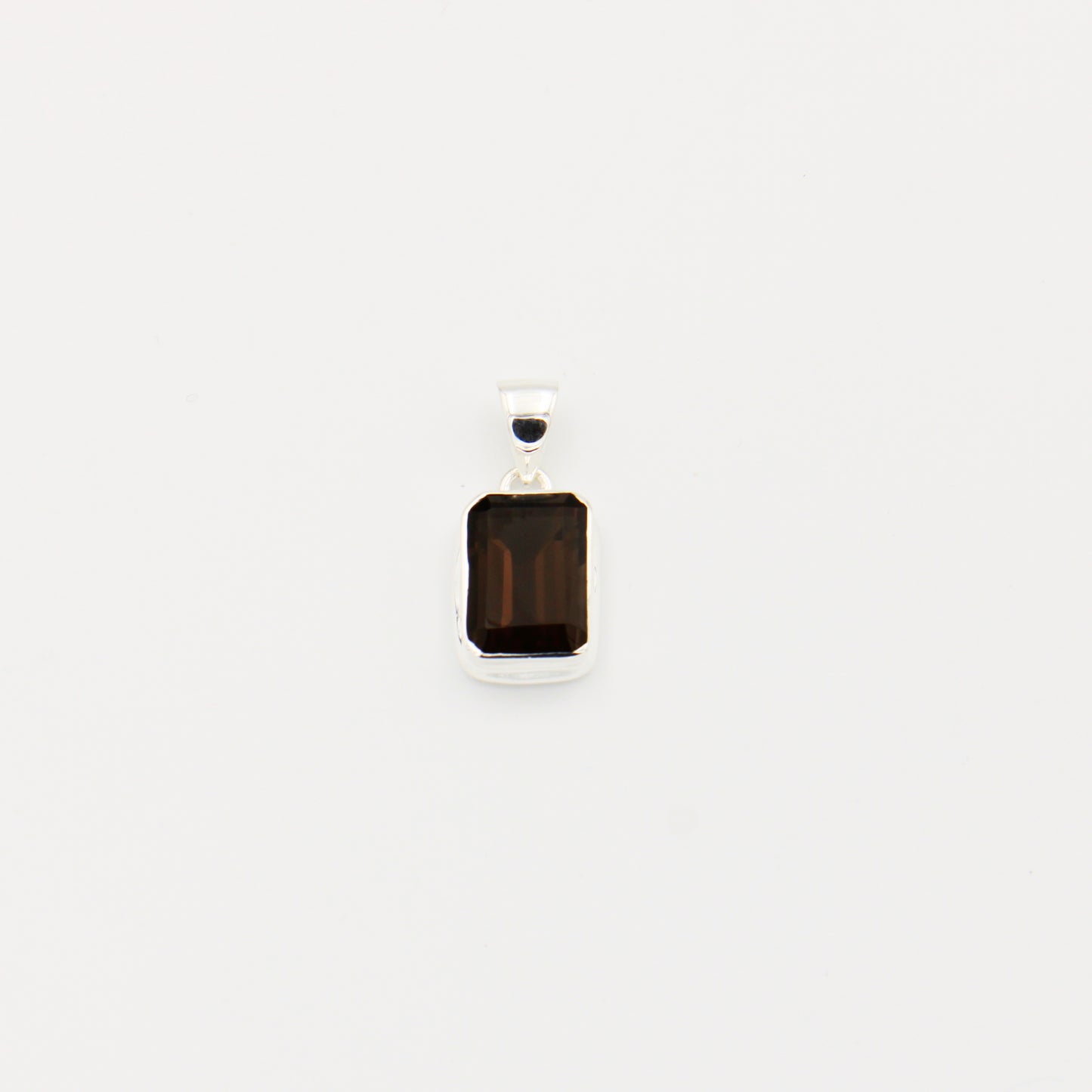 Smoky Quartz Rectangle Faceted Sterling Pendant