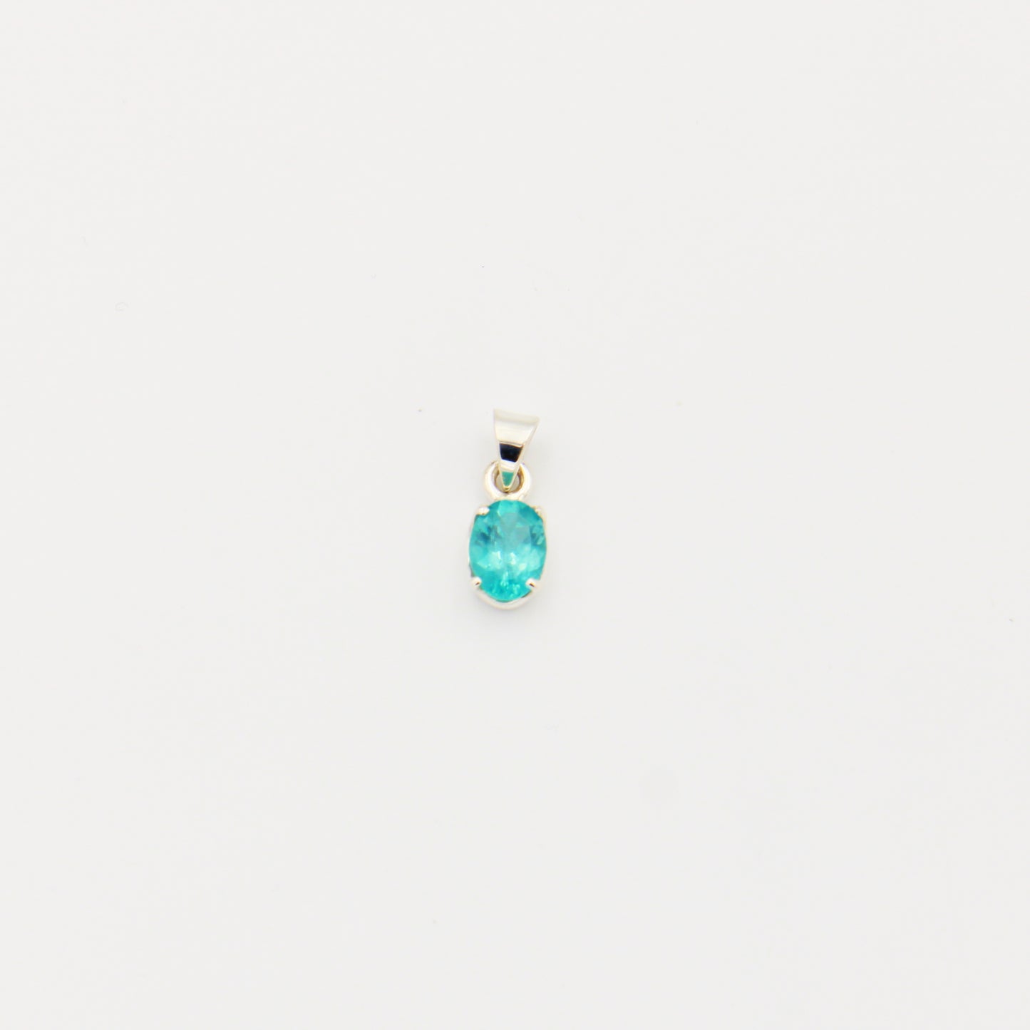 Apatite Oval Sterling Prong Pendant