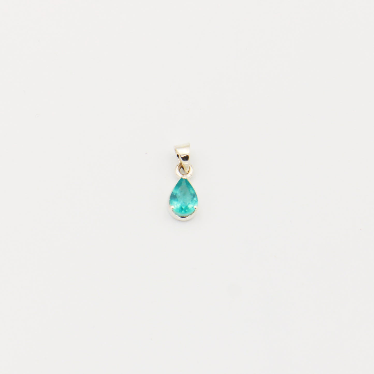 Apatite Small Teardrop Sterling Prong Pendant