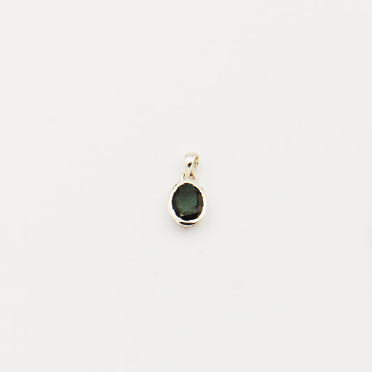 Green Tourmaline Oval Faceted Sterling Pendant