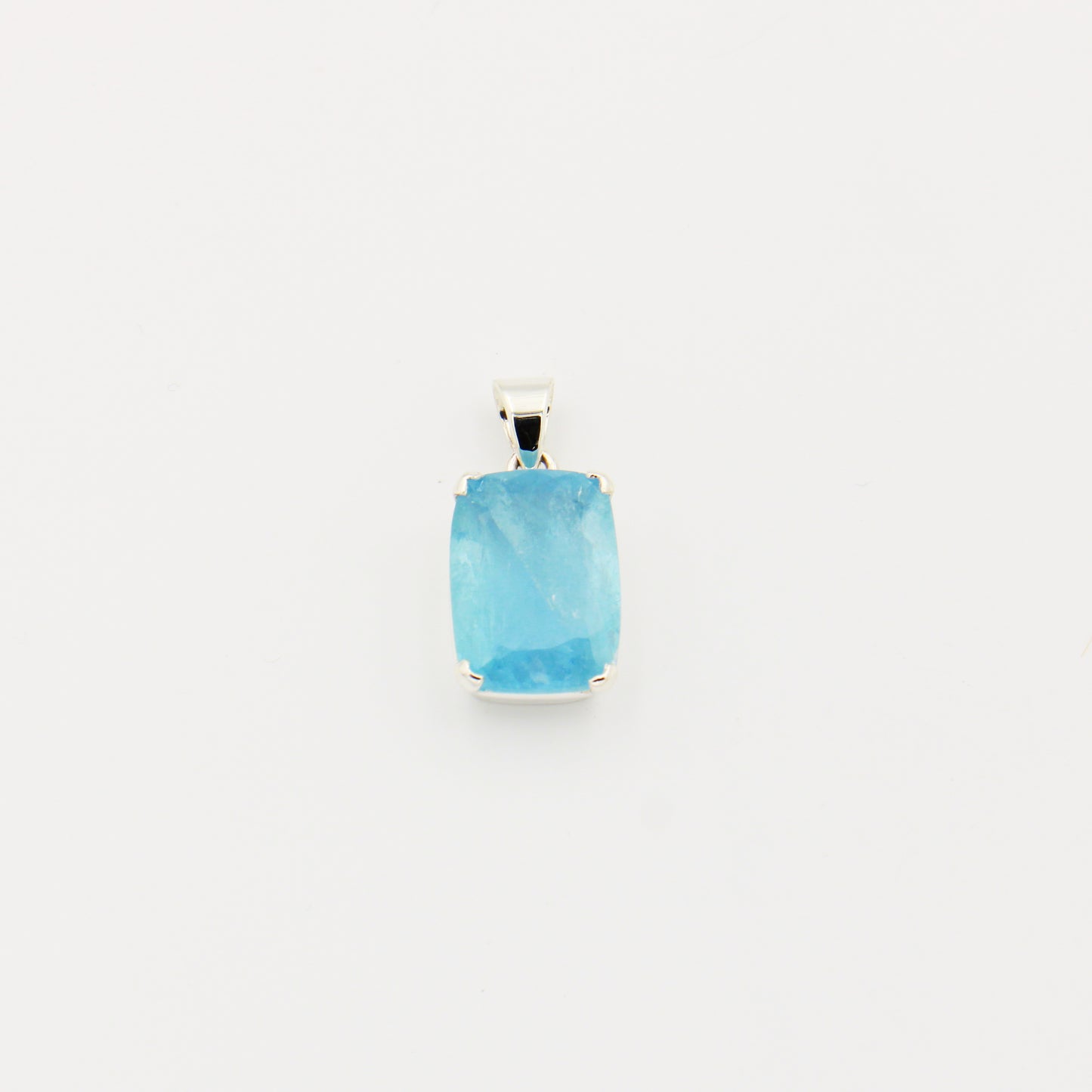 Aquamarine Faceted Prong Sterling Pendant