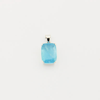 Aquamarine Faceted Prong Sterling Pendant
