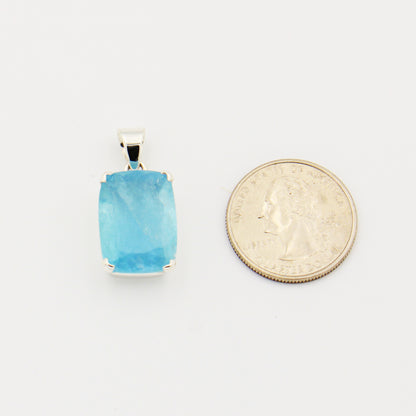 Aquamarine Faceted Prong Sterling Pendant