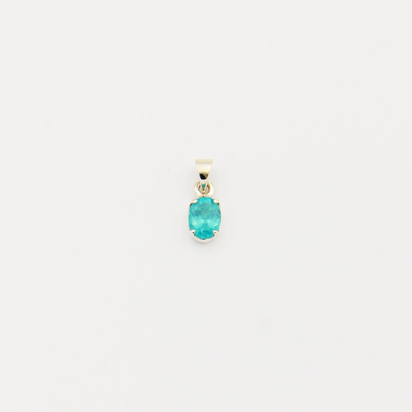 Apatite Oval Sterling Prong Pendant