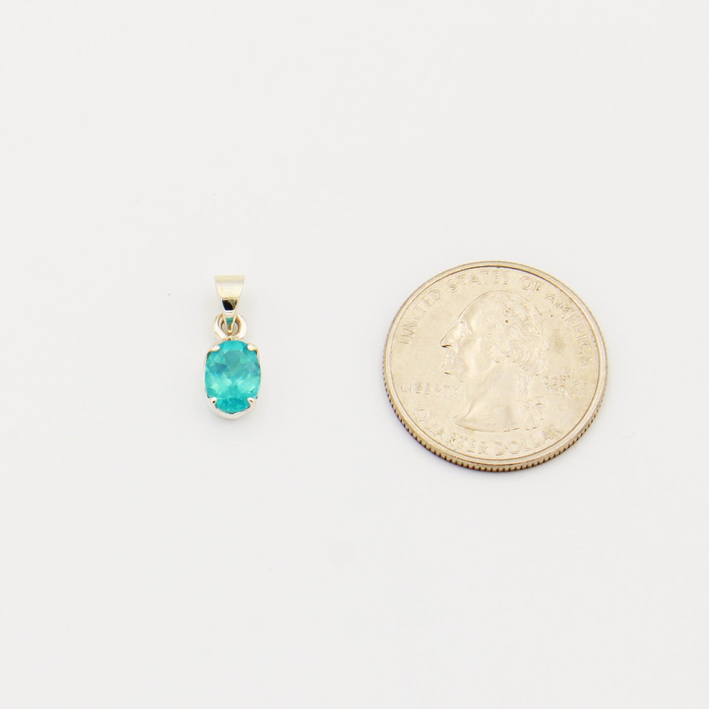 Apatite Oval Sterling Prong Pendant