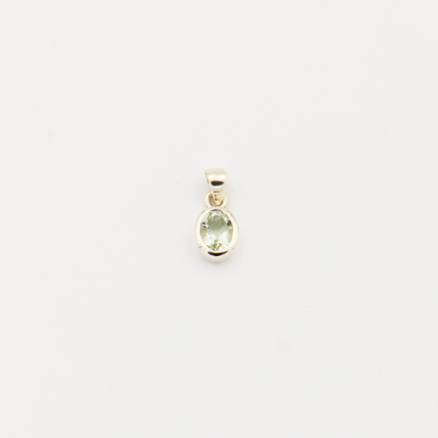 Green Amethyst Small Oval Sterling Pendant