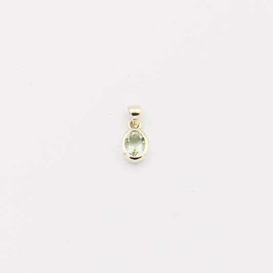 Green Amethyst Small Oval Sterling Pendant