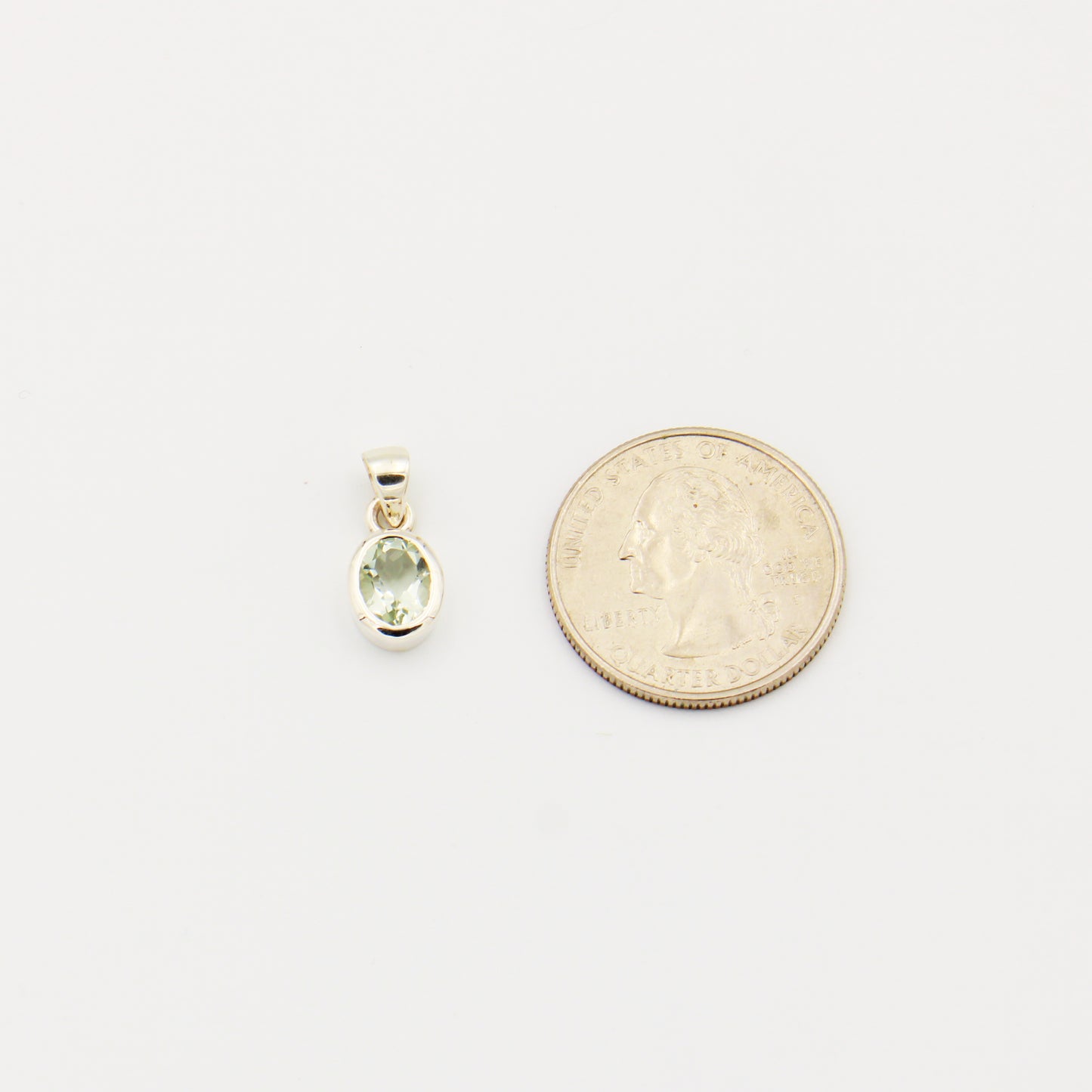 Green Amethyst Small Oval Sterling Pendant