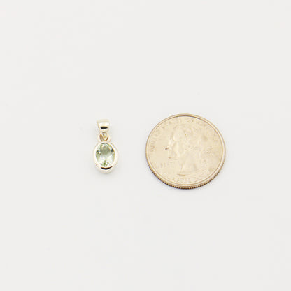 Green Amethyst Small Oval Sterling Pendant