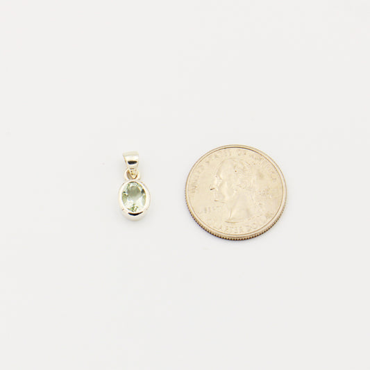Green Amethyst Small Oval Sterling Pendant