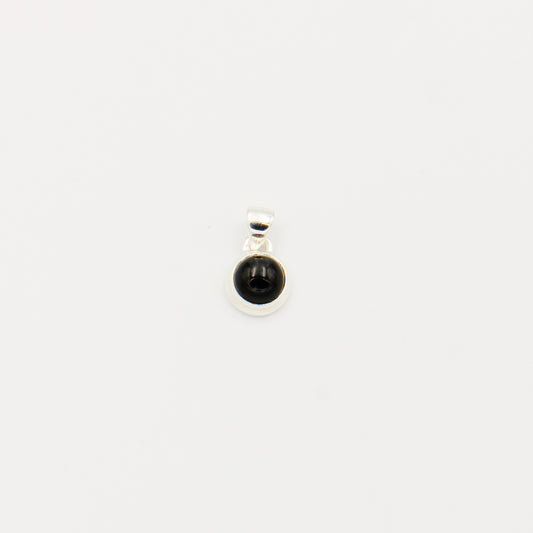 Black Star Small Round Sterling Pendant