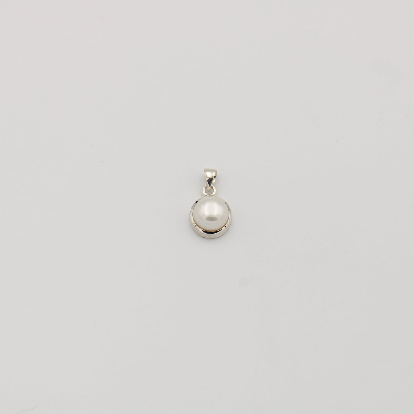 Pearl Round Sterling Bezel Pendant