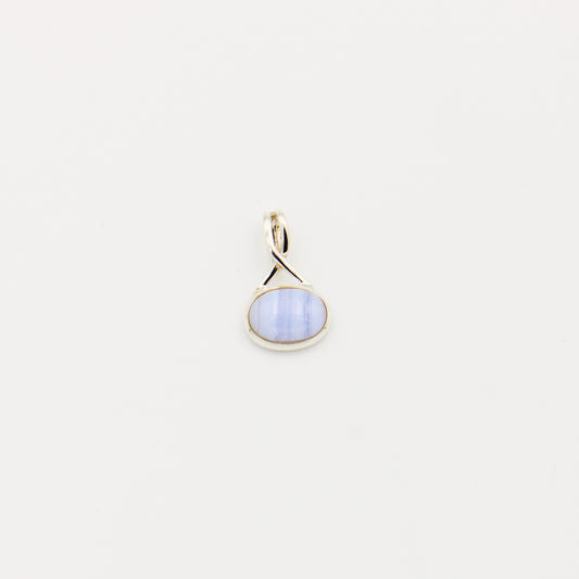 Blue Lace Agate Oval Twist Sterling Pendant