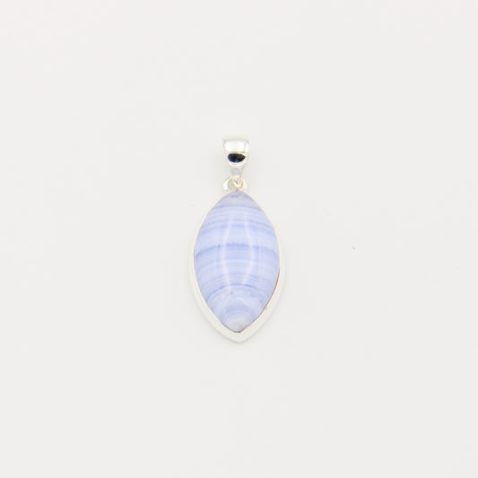Blue Lace Agate Large Marquis Sterling Pendant