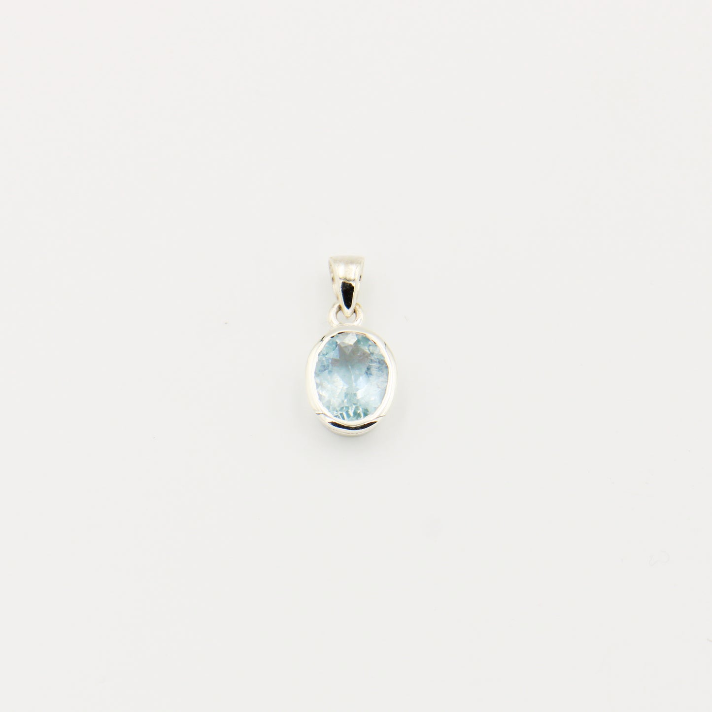 Aquamarine Oval Faceted Sterling Pendant