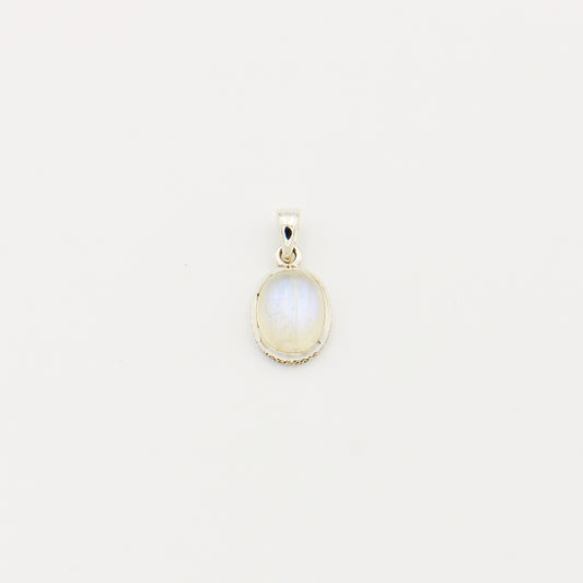 Rainbow Moonstone Small Oval Cabochon Sterling Pendant