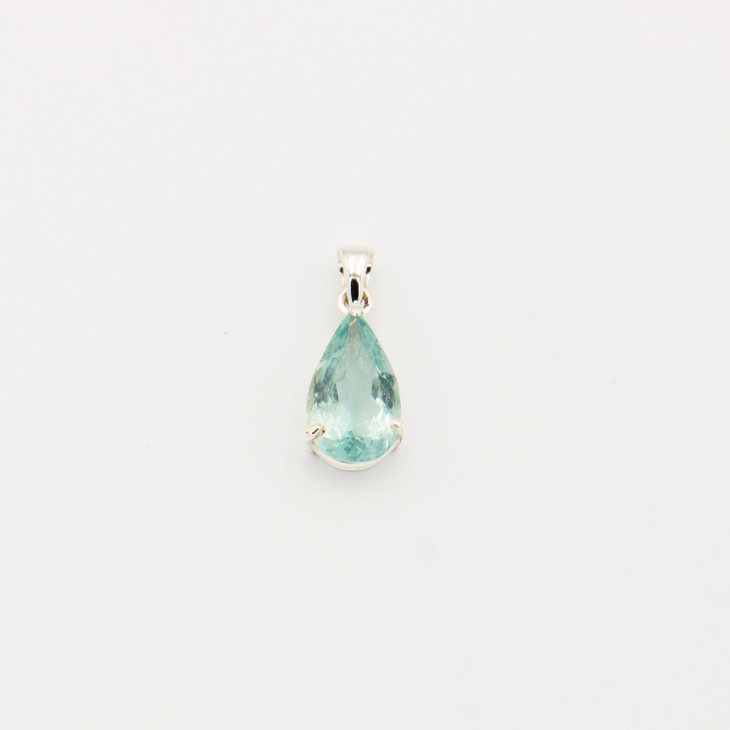 Aquamarine Teardrop Prong Sterling Pendant