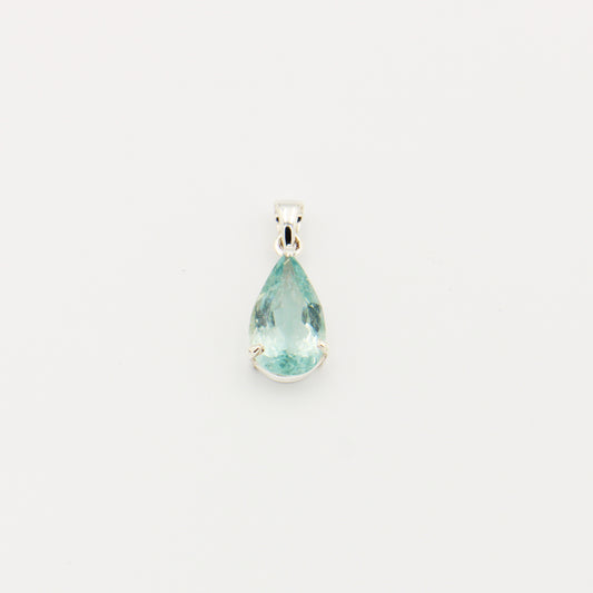 Aquamarine Teardrop Prong Sterling Pendant
