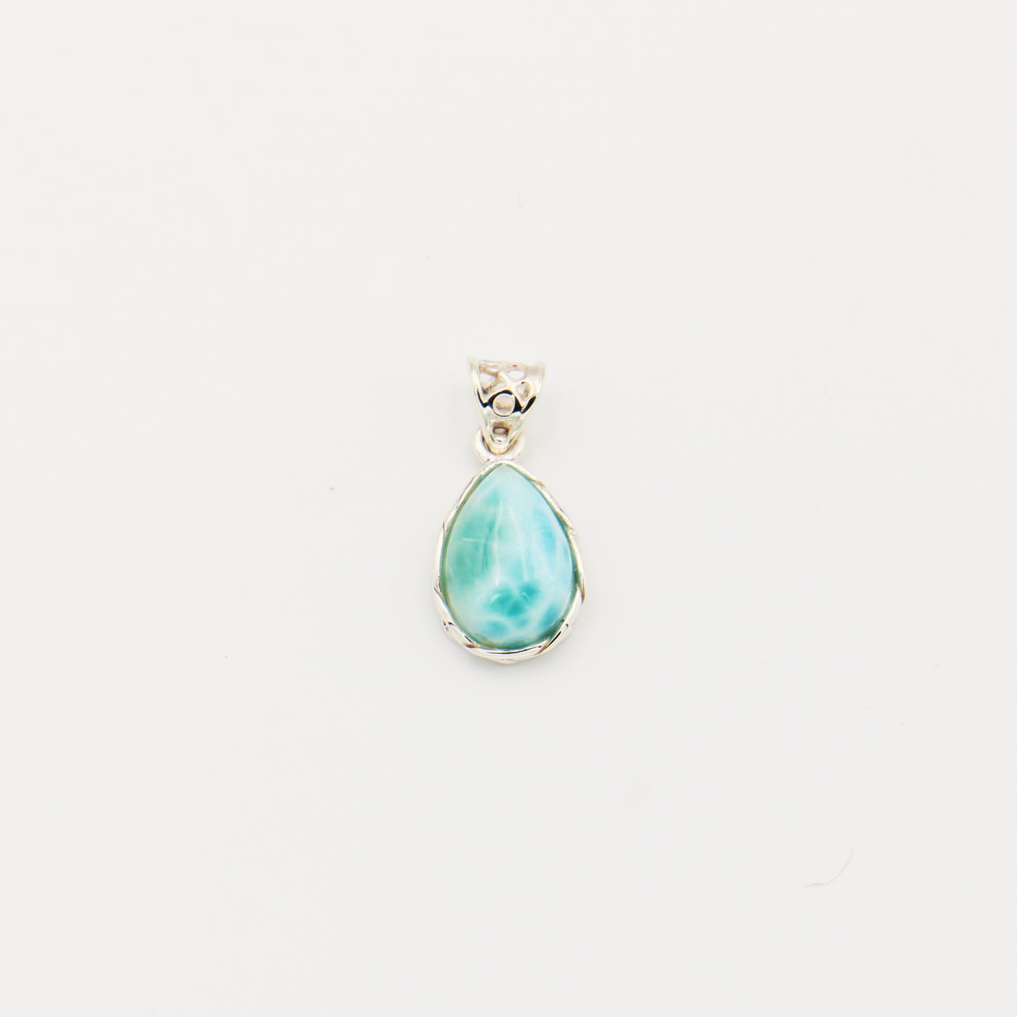 Larimar Teardrop Braided Sterling Pendant