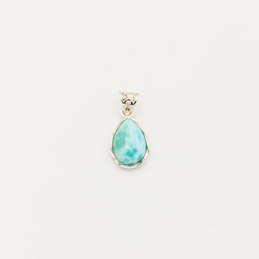 Larimar Teardrop Braided Sterling Pendant