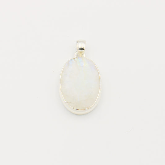 Rainbow Moonstone Oval Faceted Sterling Pendant