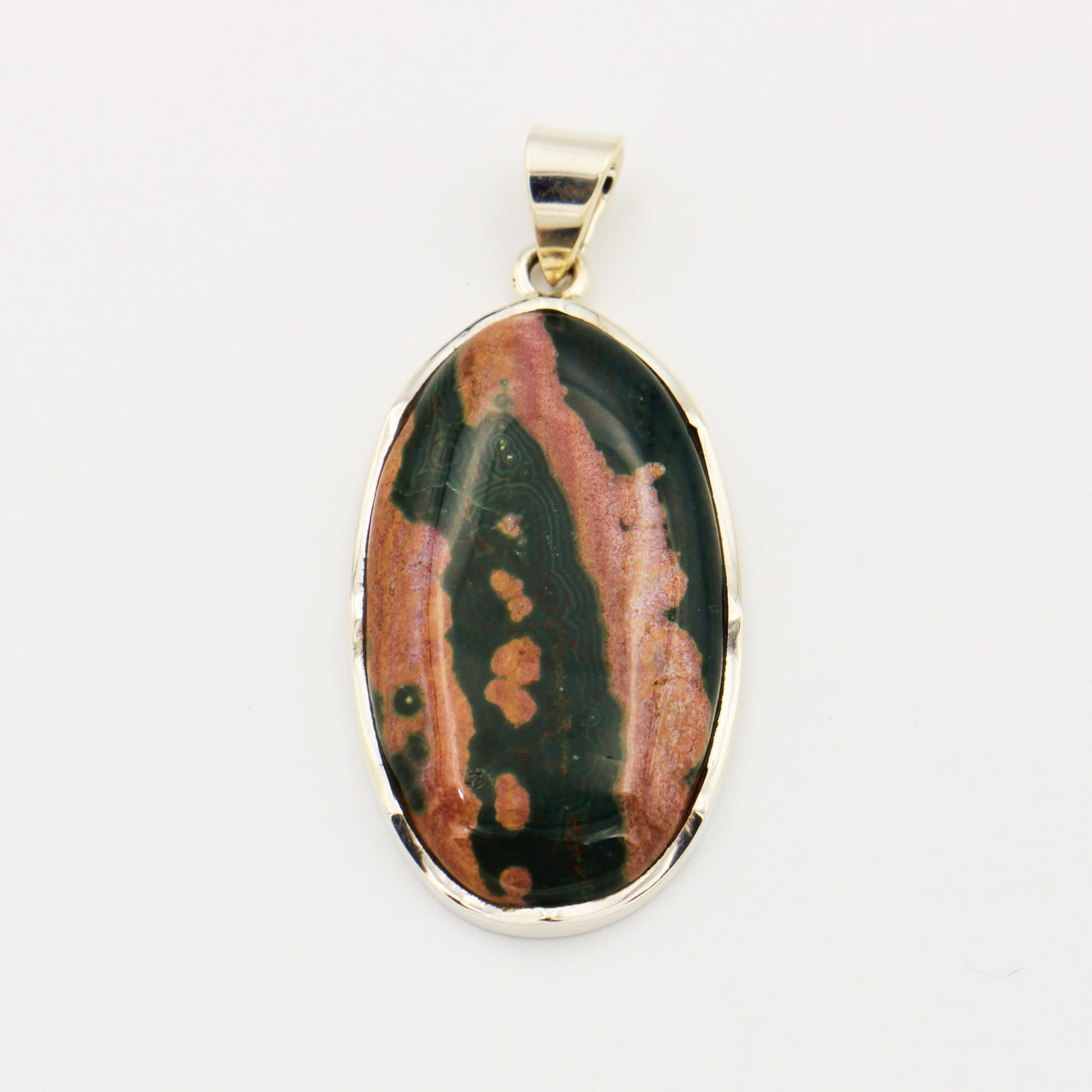 Ocean Jasper Large Teardrop Wave Sterling Pendant