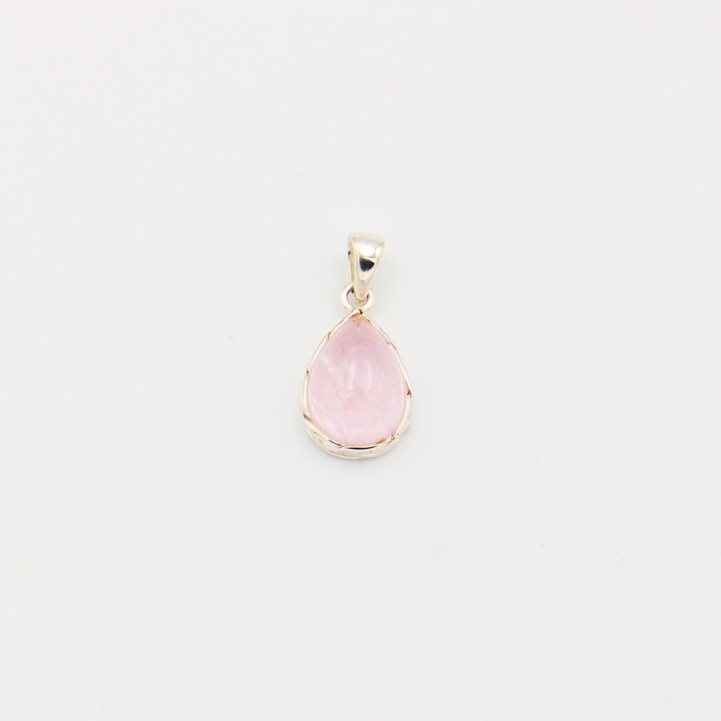 Morganite Teardrop Cabochon Sterling Pendant