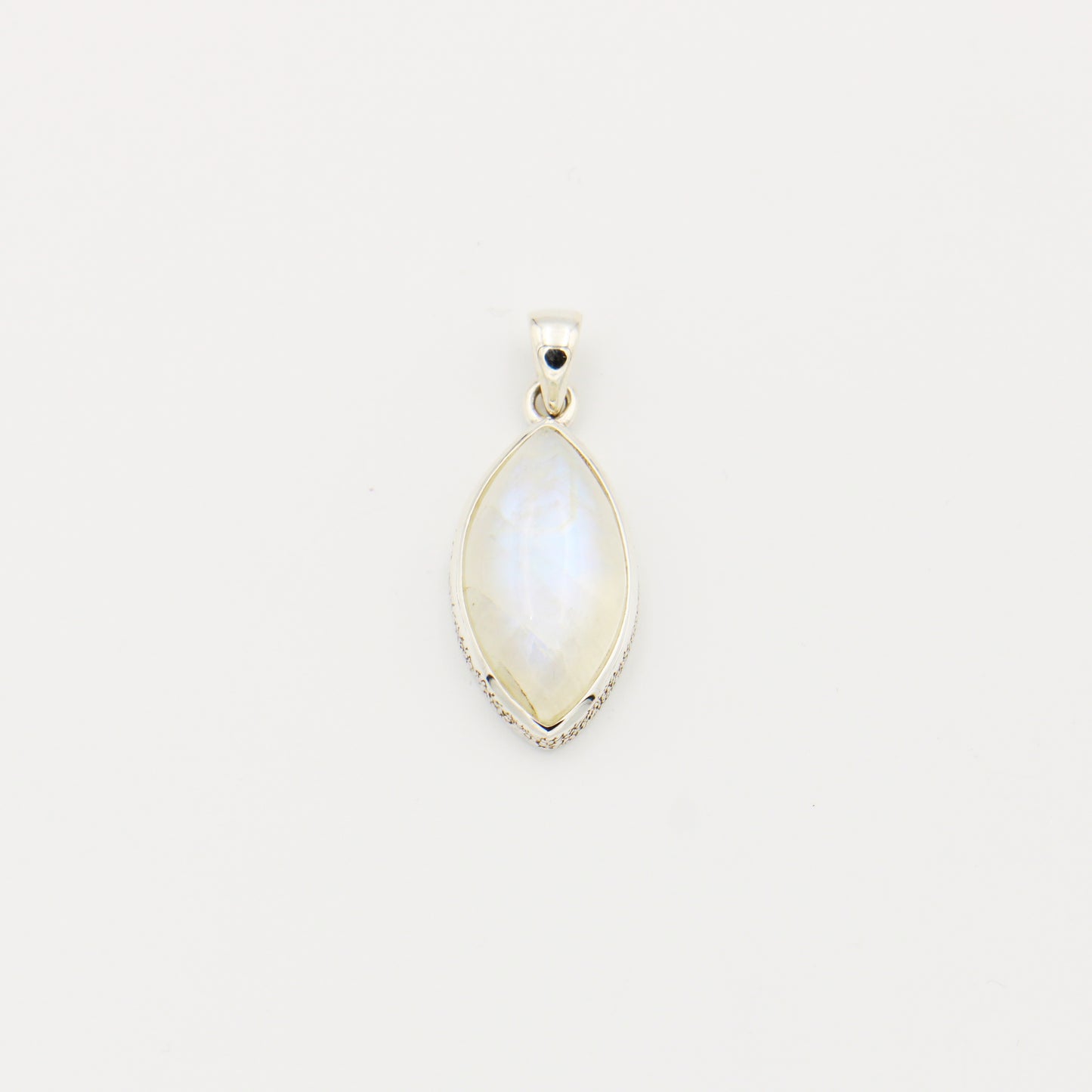 Rainbow Moonstone Marquis Cabochon Sterling Pendant