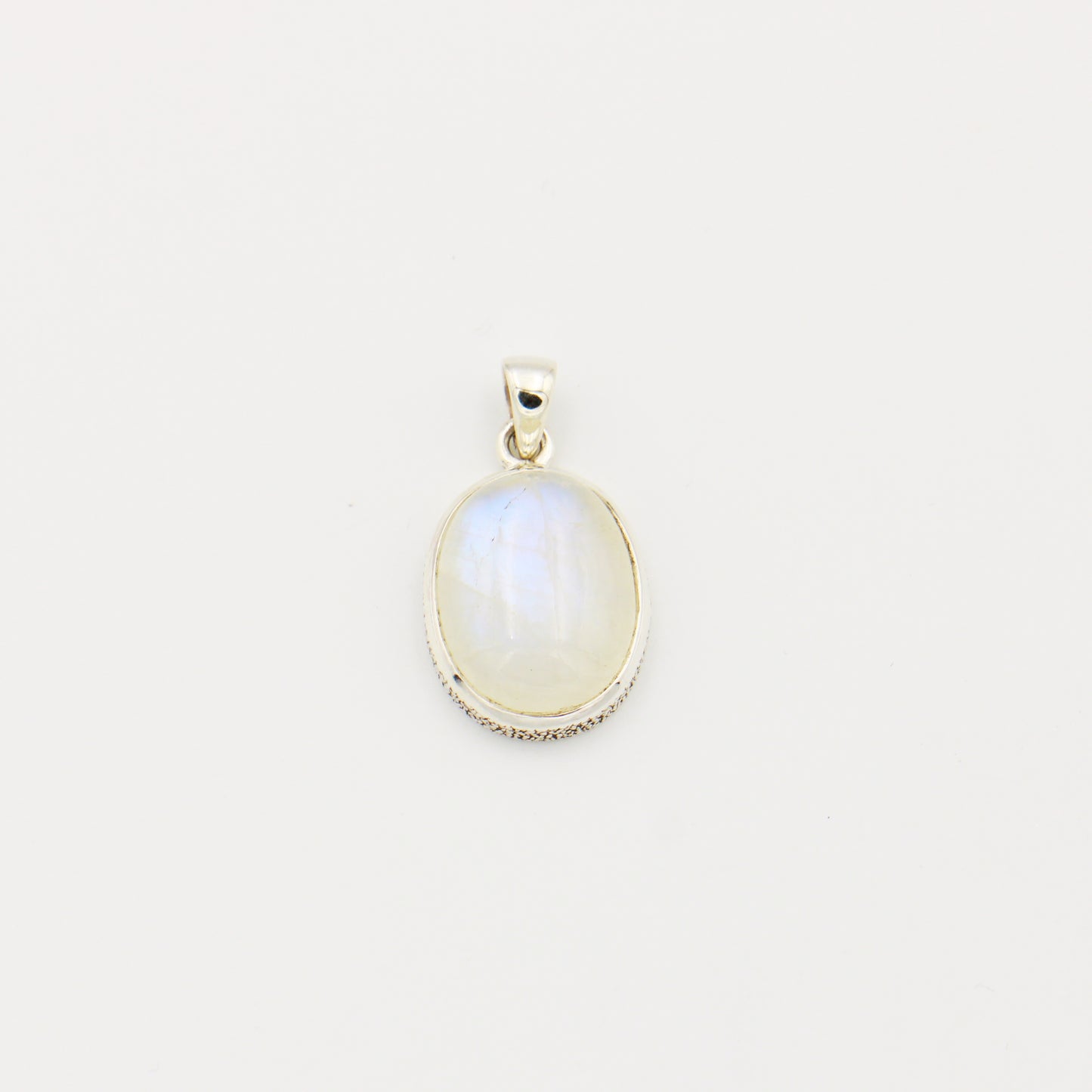 Rainbow Moonstone Oval Cabochon Sterling Pendant