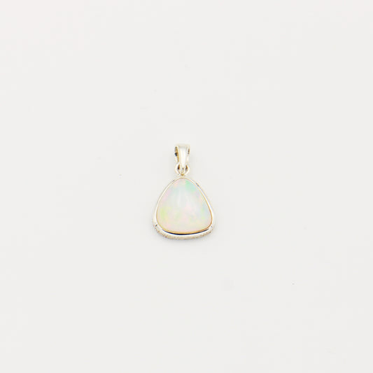 Ethiopian Opal Pear Sterling Textured Pendant