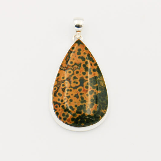 Ocean Jasper Large Teardrop Sterling Pendant