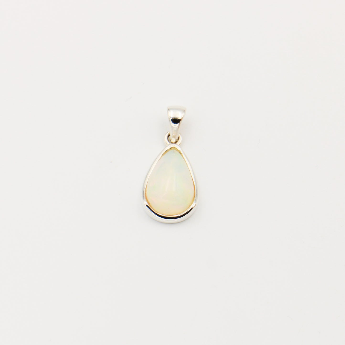 Ethiopian Opal Cabochon Sterling Wave Pendant