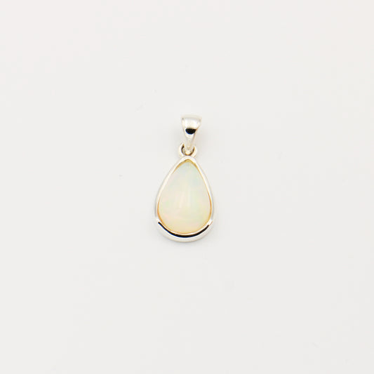 Ethiopian Opal Cabochon Sterling Wave Pendant