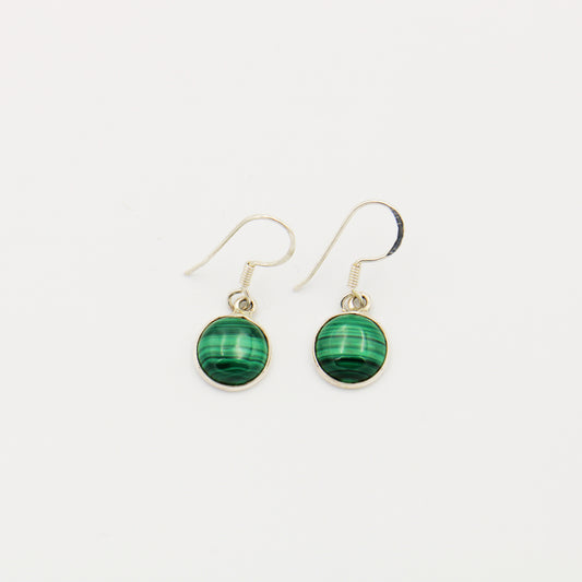 Malachite Round Sterling Earrings