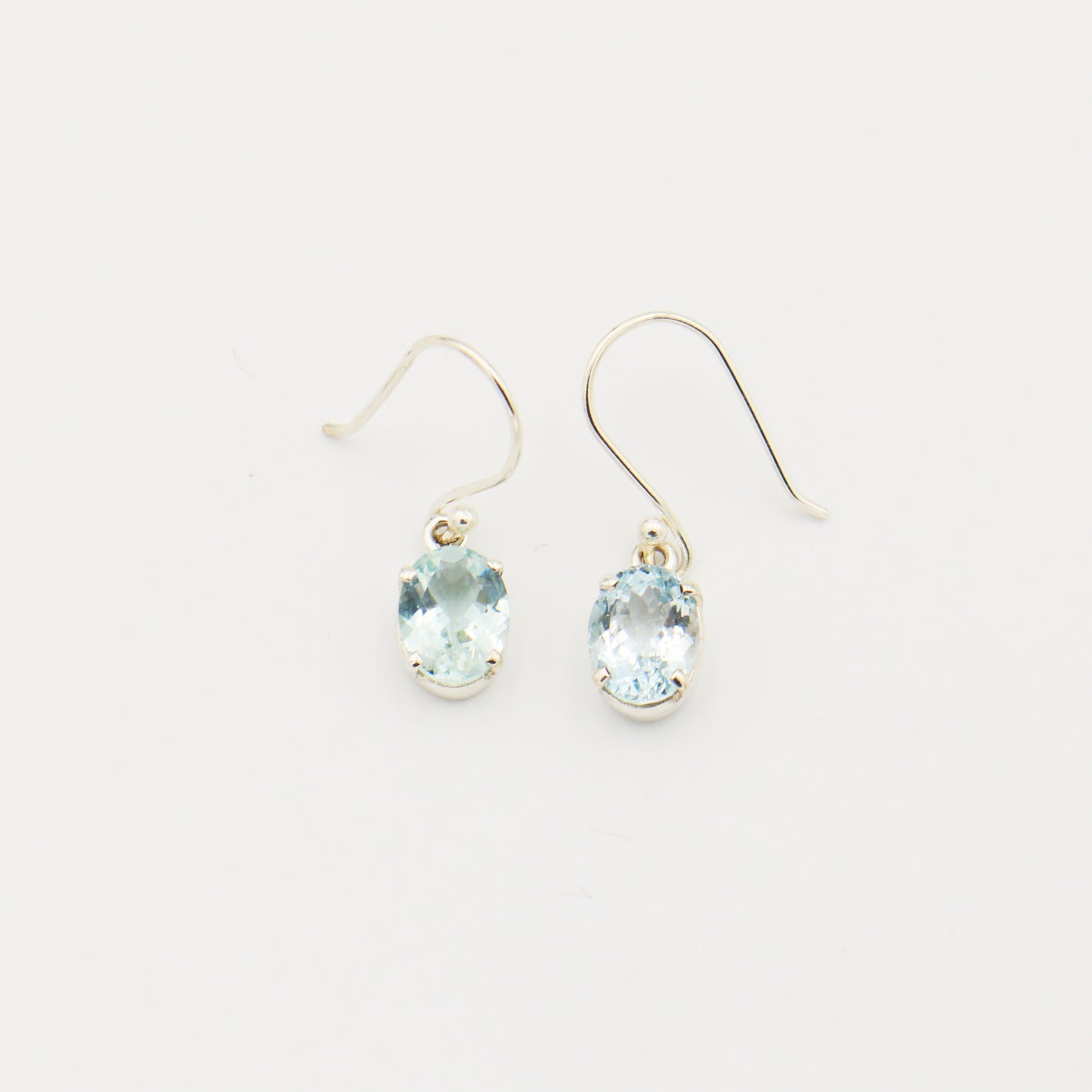 Aquamarine Oval Sterling Silver Prong Earrings
