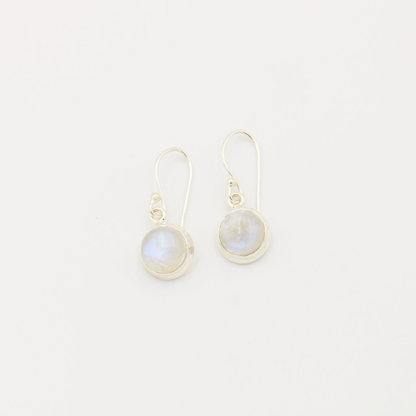 Moonstone Round Cabochon Sterling Earrings