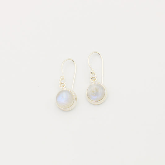 Moonstone Round Cabochon Sterling Earrings