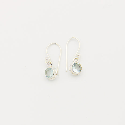Aquamarine Round Sterling Silver Earrings