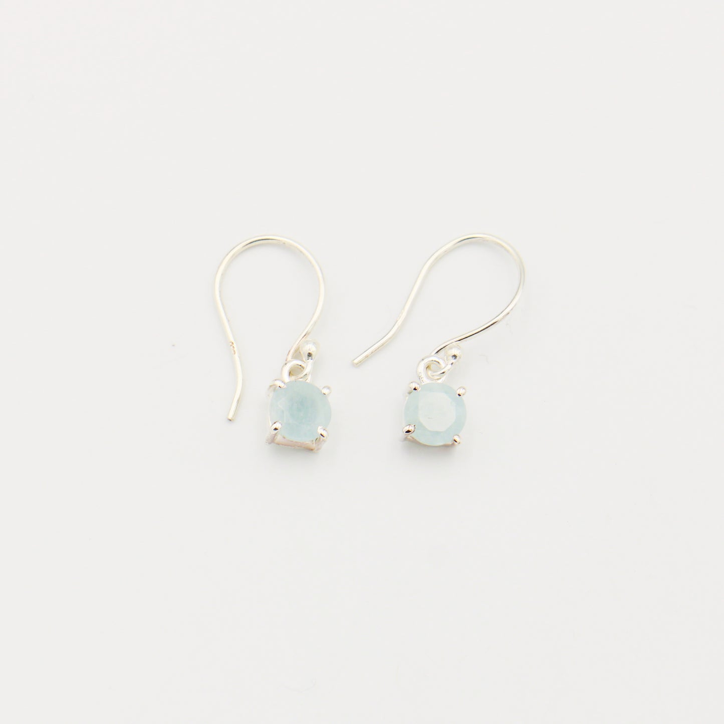 Aquamarine Round Sterling Earrings