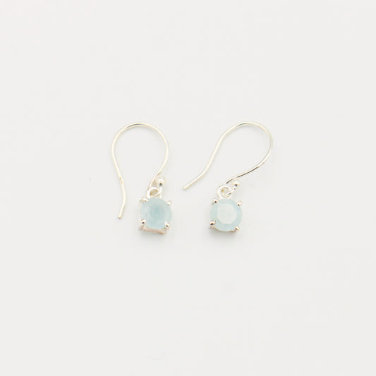 Aquamarine Round Sterling Earrings