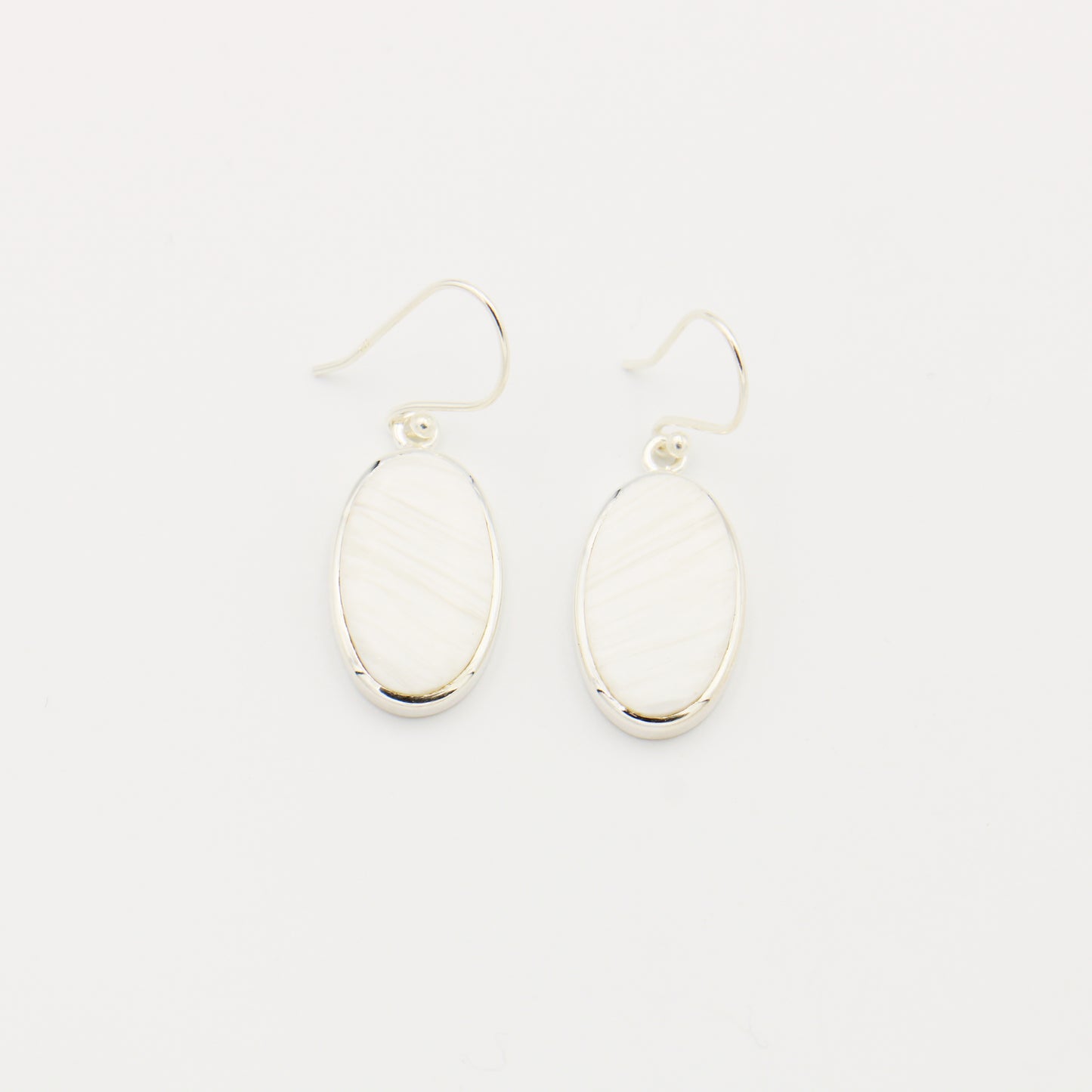 Scolecite Oval Sterling Earrings