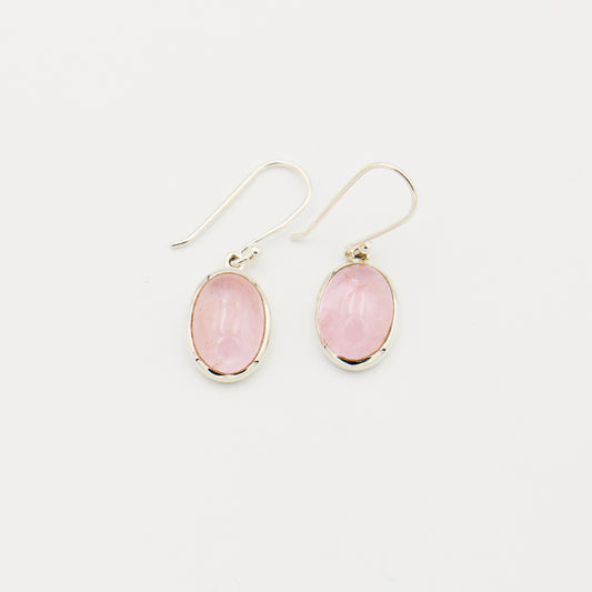 Morganite Oval Cabochon Sterling Earrings