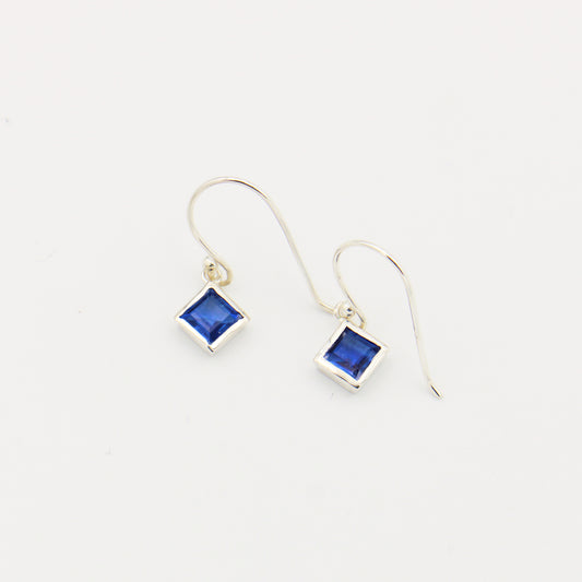 Dainty Kyanite Square Sterling Earrings