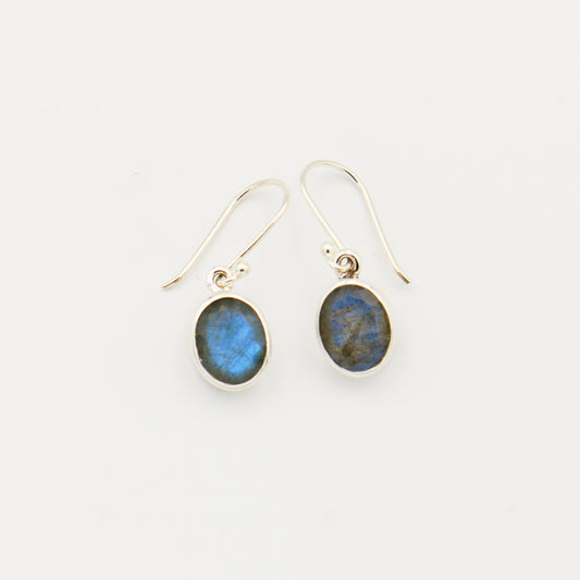 Labradorite Oval Faceted Sterling Earrings