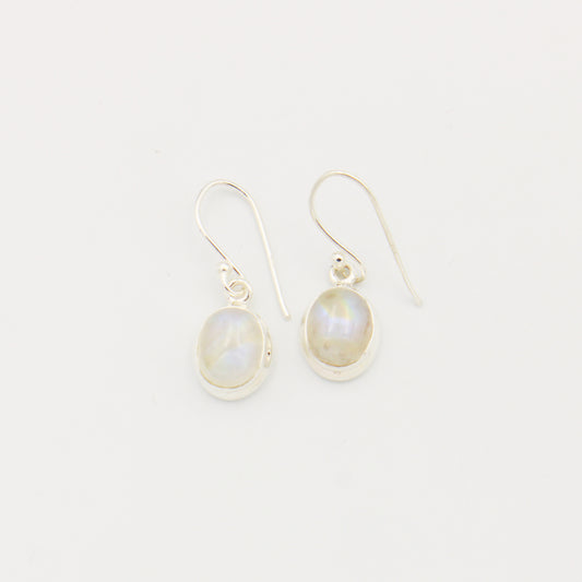 Moonstone Oval Cabochon Sterling Earrings