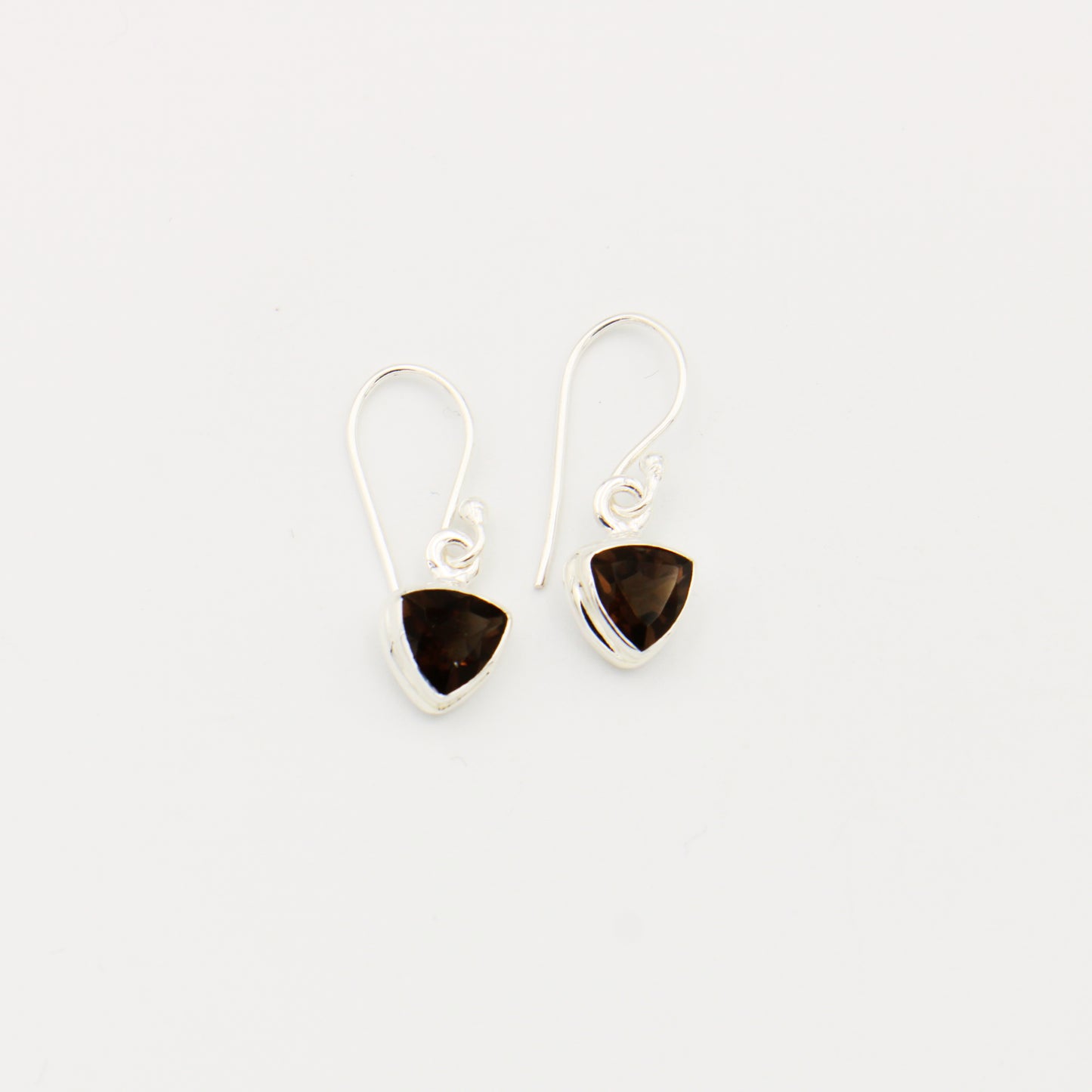 Smoky Quartz Triangle Sterling Earrings