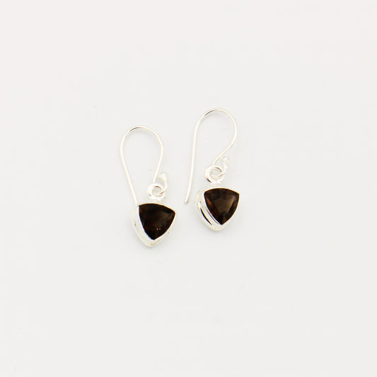Smoky Quartz Triangle Sterling Earrings